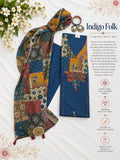 Indigo Folk – Royal Blue Printed Suit Set with Multicolor Dupatta