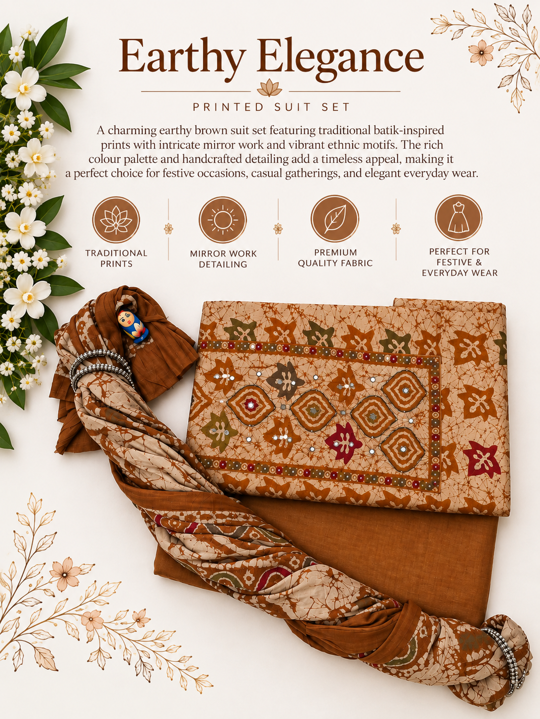 Earthy Elegance – Printed Suit Set