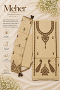 Meher – Light Beige Suit Set with Dark Brown Embroidery & Matching Dupatta