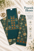 Peacock Bloom – Deep Teal Floral Printed Suit Set with Matching Dupatta