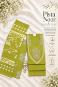 Pista Noor – Pista Green Embroidered Suit Set with Printed Dupatta