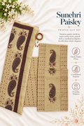 Sunehri Paisley – Beige Printed Suit Set with Matching Dupatta